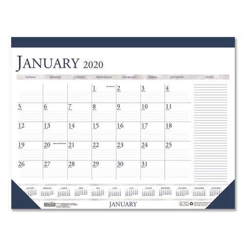 Symple Stuff Tiffin Monthly Desk Pad Calendar with Large Notes Section